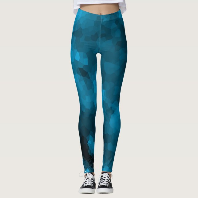 Blåpolygonisk Leggings (Framsida)