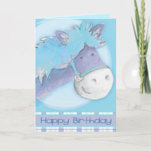 Blåponga hästar - vattenfärgsdel Birthday Card Kort