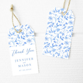 Blåporslinje bröllop tack för att du ger favoritta presentetikett