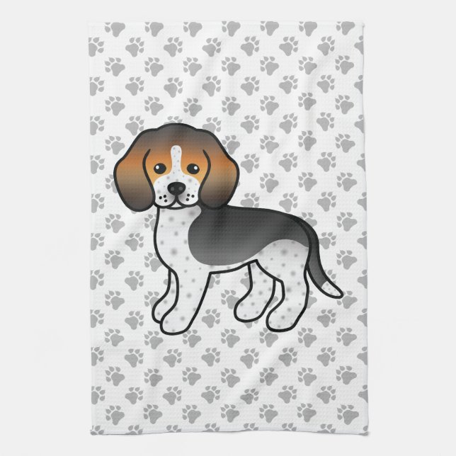 Blåprickig Beagle Söt Tecknad Hund Kökshandduk (Vertikal)