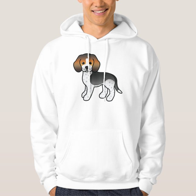 Blåprickig söt seriehund Beagle Hoodie (Framsida)