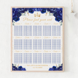Blåprinsessan Quinceañera 15 Bord Sittplatsdiagram Poster