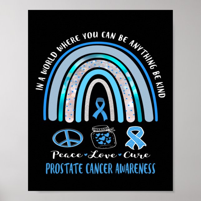 Blåprostatacancer Peace Kärlek Cure-tecken in t Poster (Framsidan)