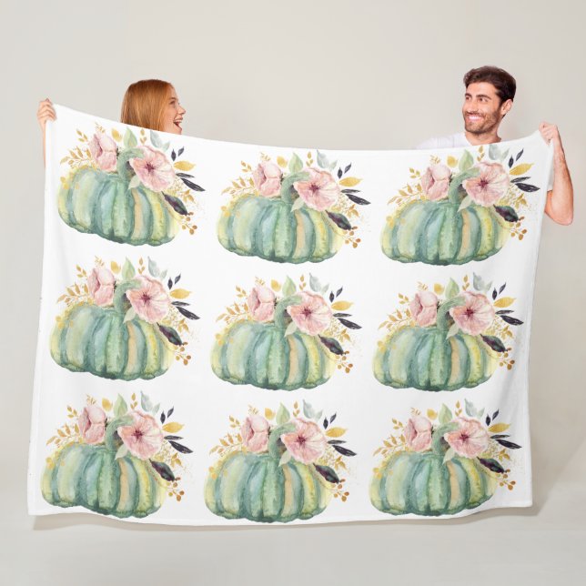 Blåpumpad blommigt sjunker vattenfärgen elegant hö fleecefilt (På plats)