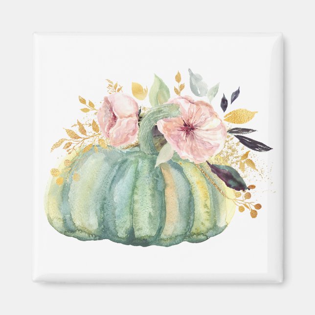 Blåpumpad blommigt sjunker vattenfärgen elegant hö magnet (Framsidan)