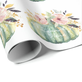 Blåpumpad blommigt sjunker vattenfärgen elegant hö presentpapper