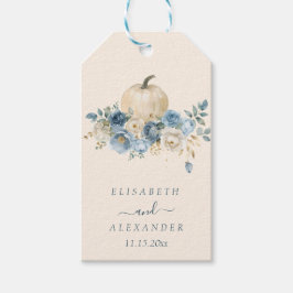 Blåpumpkin Fall i Kärlek Bröllop Presentetikett