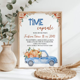 Blåpumpkin Lastbil Birthday Time Capsule-tecken Poster