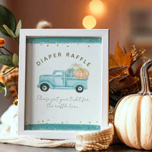 Blåpumpkin Lastbil Modern Fall Baby Shower Diskont Poster