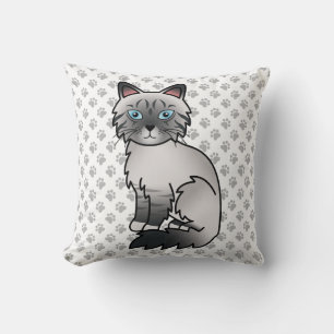 Blåpunktad Tabby Birman / Ragdoll Söt Katt & Tassa Kudde