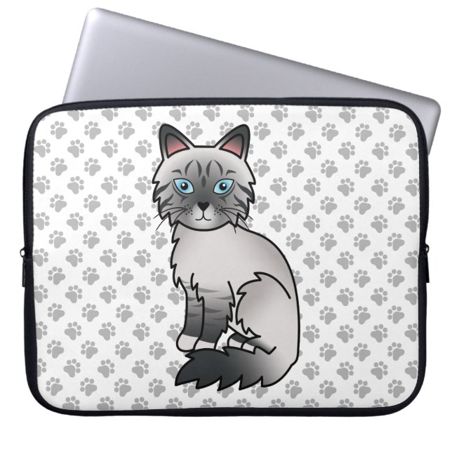 Blåpunktad Tabby Birman / Ragdoll Söt Katt & Tassa Laptop Fodral (Framsidan)