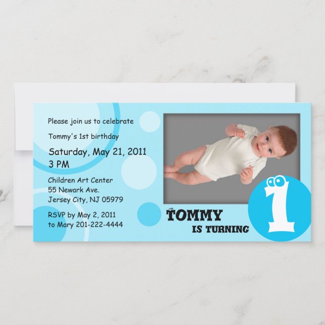 Blåpunkter för Barns födelsedag-foto (Framsida)