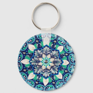 Blåpunktspart mandala trifold wallet Wallet Nyckelring