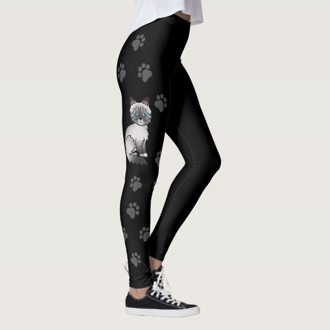 Blåpunktstrecktabby Birman/Ragdoll Katt & Svarta t Leggings (Höger)