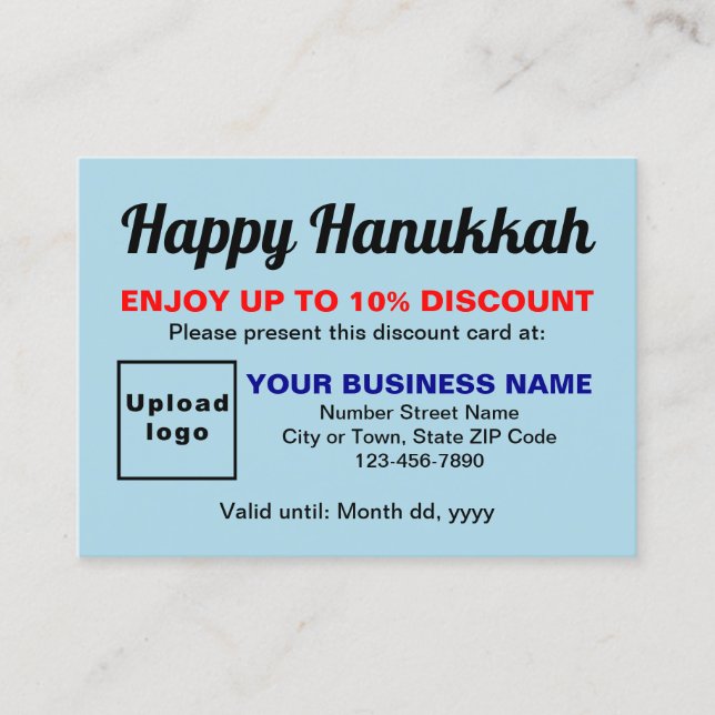 Blårabattkort för Business Hanukah Light Rabattkort (Framsida)