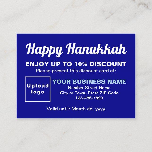 Blårabattkort för Business Hanukkah Rabattkort (Framsida)