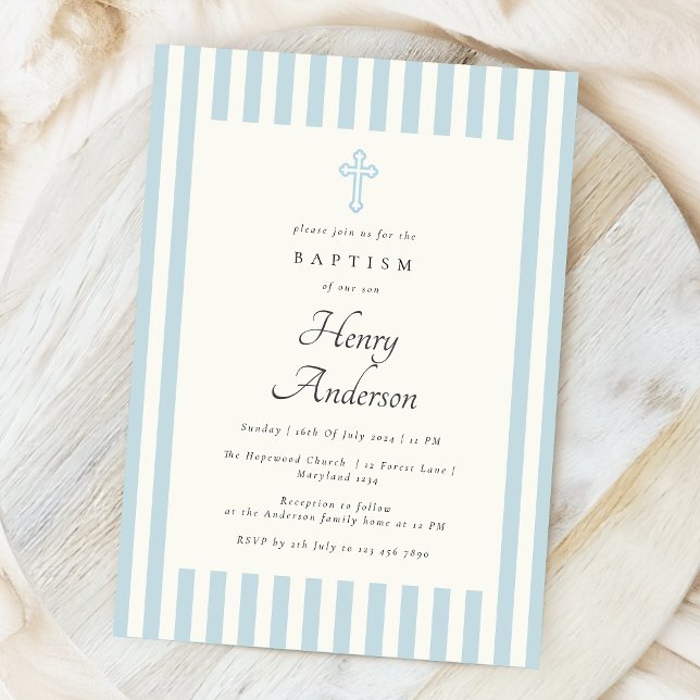 BlåRand Elegant Baptism Ortodox Kor Inbjudningar (Skapare uppladdad)