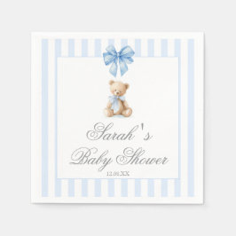Blårandig björn - baby shower pappersservett