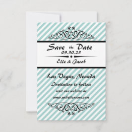 Blårandigt Save the Date - 3x5 platt fotokort Spara Datumet