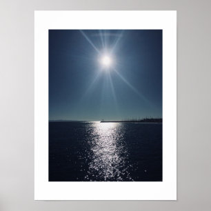Blåreflektion över Vatten vid havsfoto Färg Poster