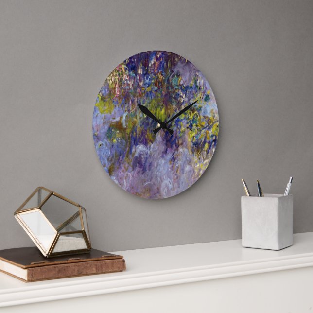 Blåregn (vänstra halvan) av Claude Monet Stor Klocka (Kontor)
