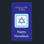 Blårektangel för HANUKKAH-meddelande Fraktsedel<br><div class="desc">anpassa meddelandet om Julhelg. Jag målar och utformar kärlek! Jag hoppas att du tycker om min teckning.</div>