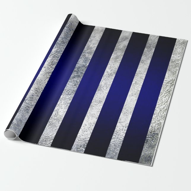 Blåremsomformning papper-frostiserad design presentpapper (Utrullad)