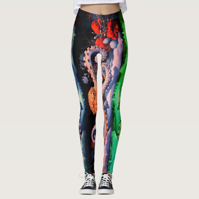 Blåringad bläckfisk leggings (Framsida)