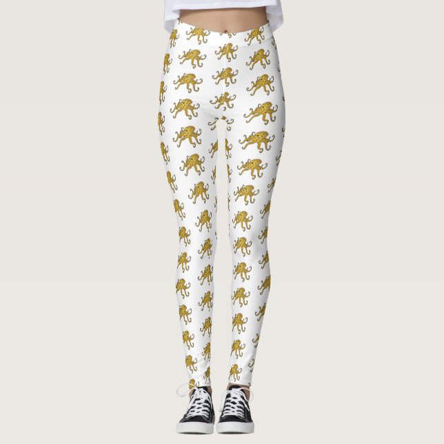 Blåringad illustration av bläckfiskens tecknad leggings (Framsida)