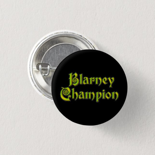 Blarney Champion svart liten knapp (Framsida & baksida)