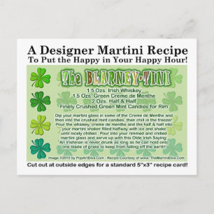 Blarney-Tini St. Patrick's Day Martini Recipe Card Vykort