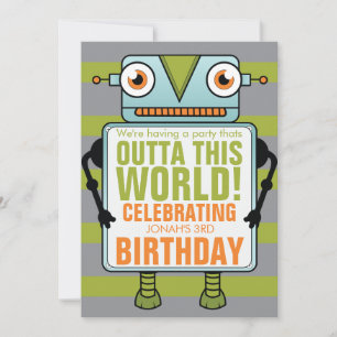 Blårobot Childs Birthday Party bjudan Inbjudningar