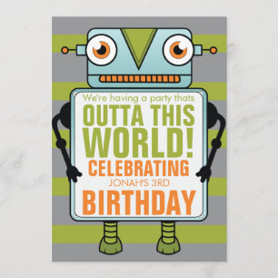 Blårobot Childs Birthday Party-inbjudan Inbjudningar