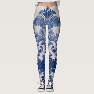 Blårocka i elegant de jouy leggings