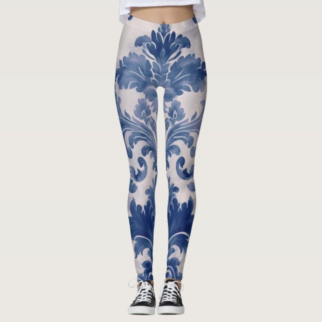 Blårocka i elegant de jouy leggings (Framsida)