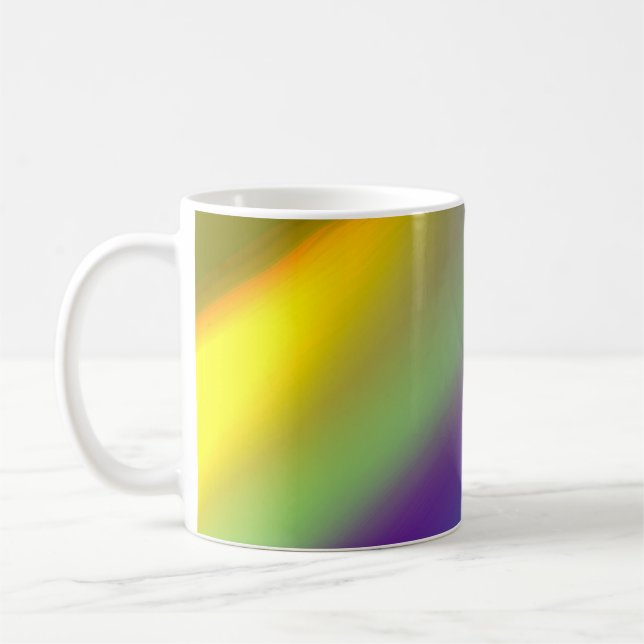 Blåröd gult grönt abstrakt mönster oranglila  kaffemugg (Vänster)