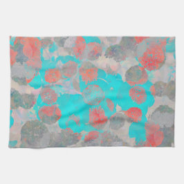 Blåröd konst av romantisk blommigt/blomma mönster kökshandduk