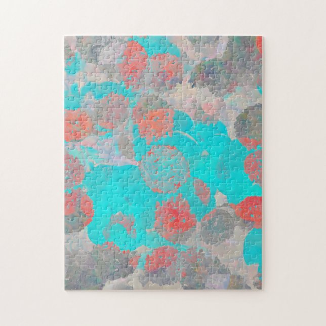 Blåröd konst av romantisk blommigt/blomma mönster pussel (Vertikal)