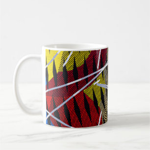 Blåröd och vit abstrakt kaffemugg