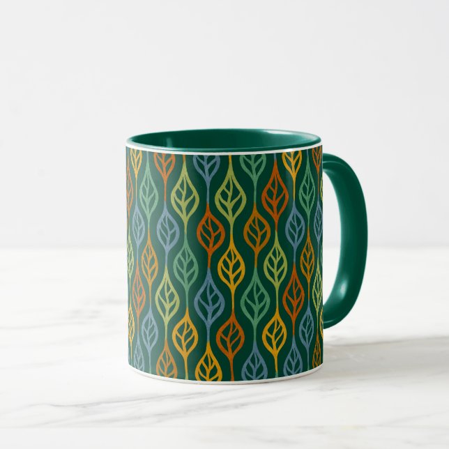 Blåröd Orange Grönt Teal Höst löv Mugg (Framsida höger)