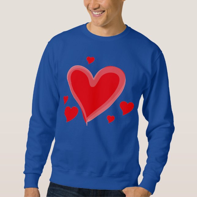Blåröda hjärtan valentines day-tröja sweatshirt (Framsida)