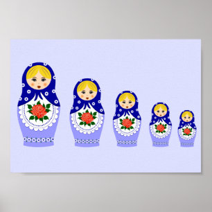 Blårosisk matryoshka-dockor poster