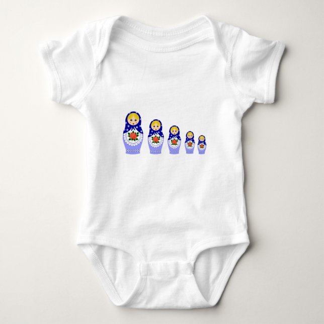 Blårosisk matryoshka kapningsdockor baby-skjorta t shirt (Framsida)