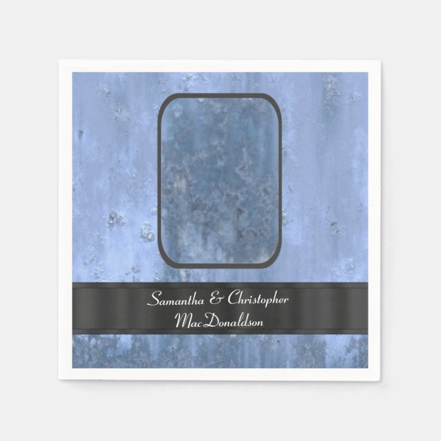 Blårostad metall mönster pappersservett (Framsidan)