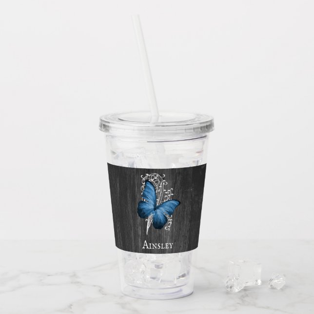Blårotsfjärilstumlare (Blue Rustifly Personlig Acr Take Away Mugg (Framsida Ice)