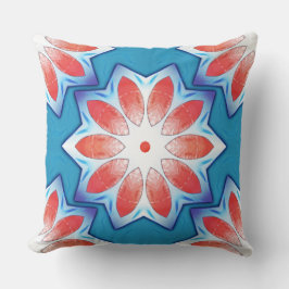 Blårött tio stub-stjärna kaleidoskop i mjuk, blank kudde