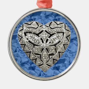 Blårund Elegant Designer Heart Ornament