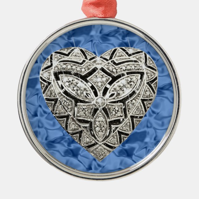 Blårund Elegant Designer Heart Ornament (Framsidan)