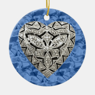 Blårund Elegant Designer Heart Ornament