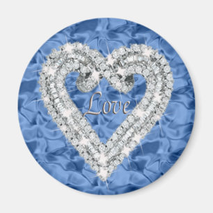 Blårunda Kärlek Diamond Heart Magnet